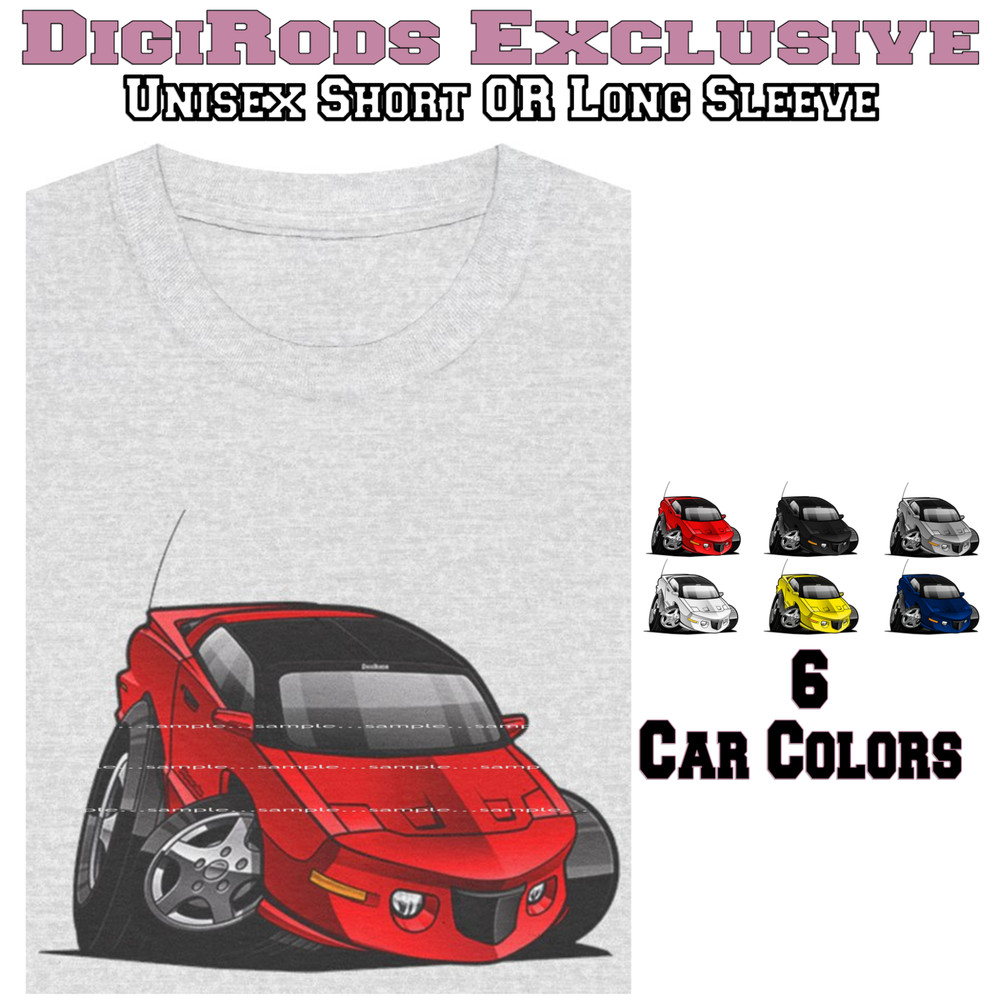 DigiRods Pontiac Trans Am WS6 Model Front View Colors Cartoon Car T Shirt