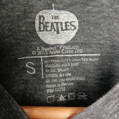 The Beatles Rock Band T-Shirt Adult Small Gray Spellout Logo Cotton Crew Neck