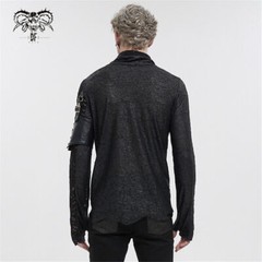 Devil Fashion Men Gothic Punk Pullover Pins Asymmetrical Long Sleeve T-shirt