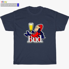 New BudMan Cartoons Bud Man Beer Black/White/Grey/Navy T-Shirt Size S-5XL