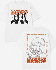 Cowboy Bebop Anime Graphic T Shirt Blue Front Back Print Unisex Streetwear