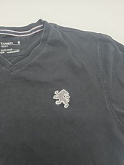 Express Jersey T-Shirt Men Small V-Neck Black Solid.#41392