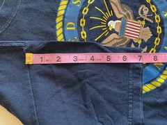UNITED STATES NAVY Emblem Nautical Eagle Rope & Chain Blue t shirt size M approx