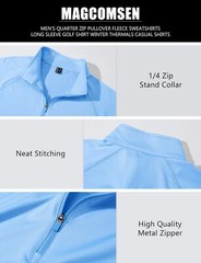 Mens UPF50+ Long Sleeve T-Shirts 1/4 Zip Up Quick Drying Sun Shirts Fishing Tops