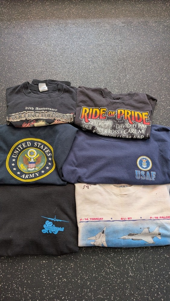 Vintage Military TShirt Bundle Lot of 6 Army USAF Air Show POW/MIA Sizes M-2XL