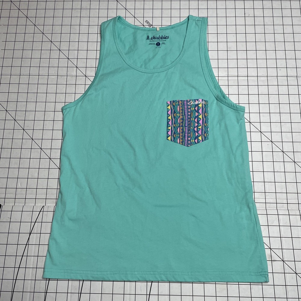 Chubbies Men’s Tank Top Teal w Pocket Size Medium