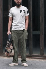 Bronson WW2 PW Pocket T-Shirt Vintage Prison Style Men T-Shirts Natural Tee USN
