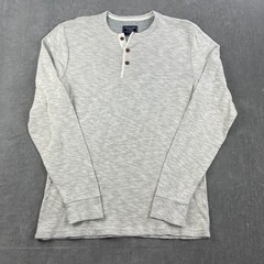 Abercrombie & Fitch Mens Large Gray Henley Long Sleeve Ribbed Knit Shirt