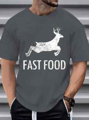 Men’s Casual Sports T-Shirt – Relaxed Fit, Cotton Blend Fabric, Fun Fawn Graphic