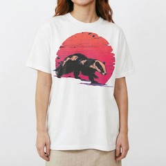 Badger Sunset Retro Wildlife Animal Nature Vintage Grunge t-shirt Outdoor Tee