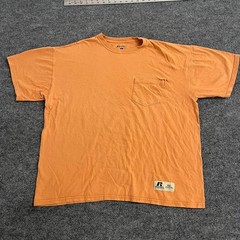 Russell Athletic T-Shirt Mens Size L Orange Pro Cotton Pocket Heavyweight Tee