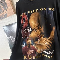 1990s 2Pac I Wonder If Heaven Got A Ghetto Tupac Shakur Men’s XL Rap Tee