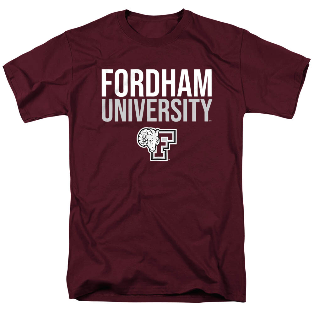 Fordham University Adult T-Shirt Stacked, Maroon, S-3XL