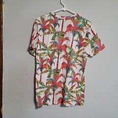Neon Palm Trees T Shirt Men’s Medium White Blue Orange Green 80s 90s Foam Party