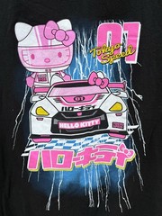 Hello Kitty Tokyo Speed Racing Tee Black T Shirt Size Medium Pink Racer EUC