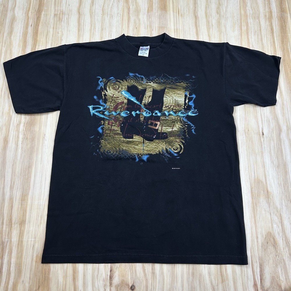 Vintage Riverdance T Shirt Sz L Black Single Stitch 90’s Short Sleeve Irish