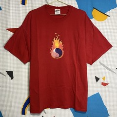 Vintage 2001 Yin Yang Flames Tshirt Y2K 2XL Skater Surf Cyber Fire Goth Grunge