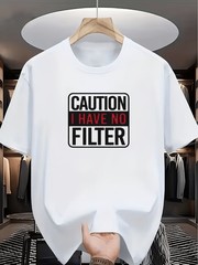 Funny Sarcastic “No Filter” Quote T-Shirt, Men Casual Mild Stretch Short Sleeve