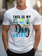Men’s Trendy Letter Print Graphic T-Shirt Casual Streetwear Crew Neck Tee