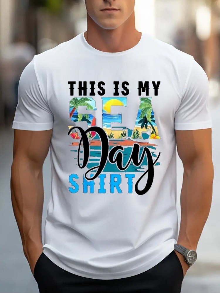 Trendy Letter Print Graphic T-Shirt Casual Streetwear Crew Neck Tee