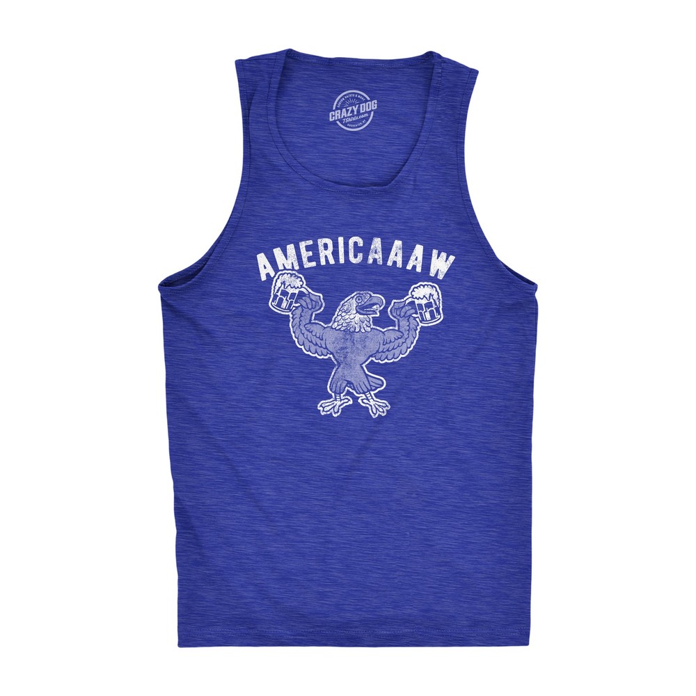 Americaaaw Mens Fitness Tank Funny 4th Of July Merica Bald Eagle Beer Drinking