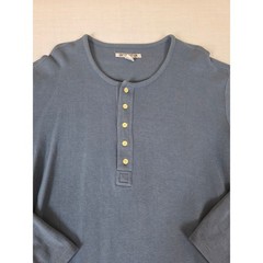 International Male Vintage 90s Henley Shirt Ribbed Long Sleeve XL Blue Local 99