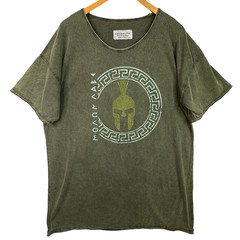 Spartan Helmet Graphic Tee Mens XL Greek Warrior Made in Greece Oversized