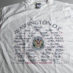 Washington DC Presidents Signatures Shirt Mens Large White Delta Pro Weight