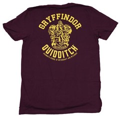 Harry Potter Adult New T-Shirt – Gryffindor Lapel Quidditch Crest Back