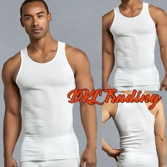 3-12 Packs Mens 100% Cotton Tank Top A-Shirt Undershirt Ribbed Solid White S-3XL