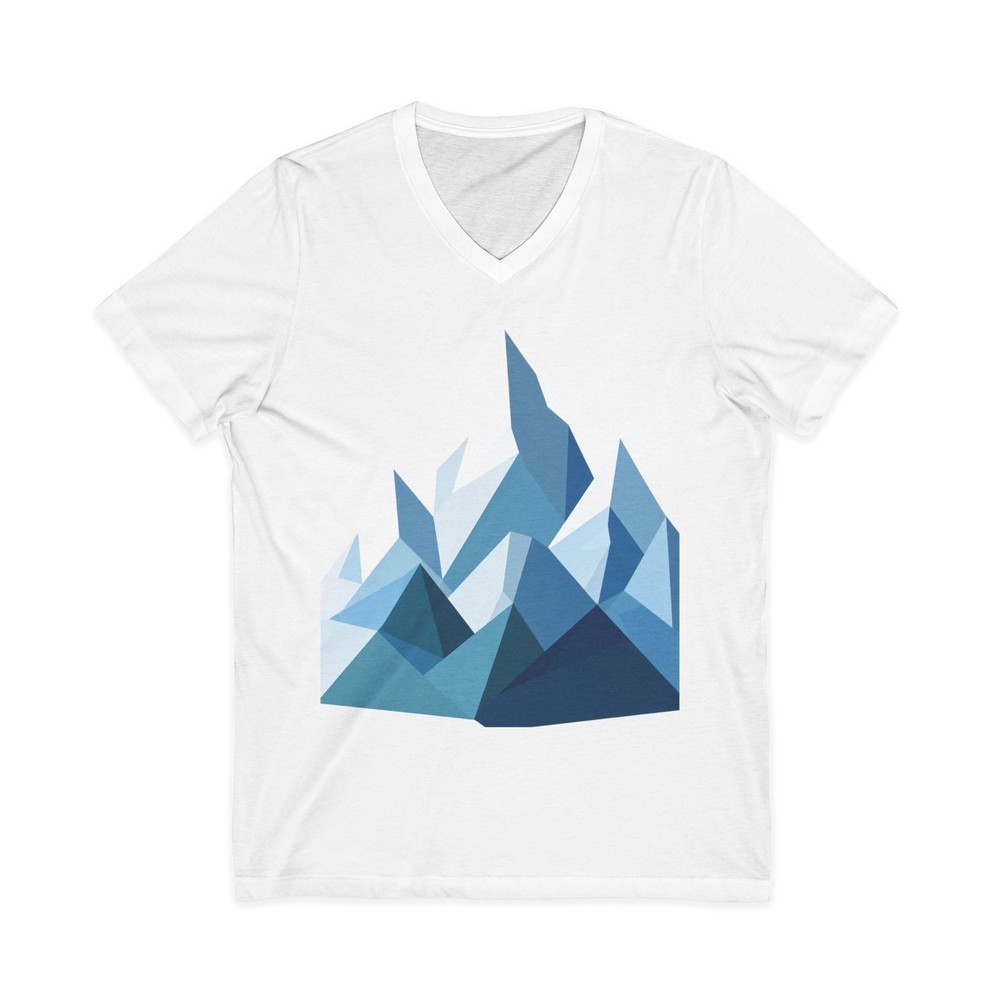 Geometric Mountains V-Neck Tee Abstract Nature Art Unisex Made in USA