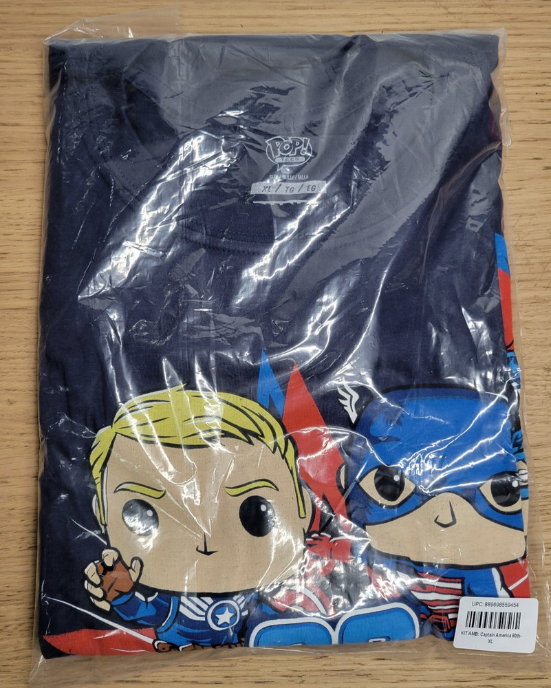 MARVEL T-SHIRT – CAPTAIN AMERICA 80TH – NAVY BLUE – XL