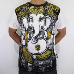WEED Ganesha Ringer T-Shirt Men Ganesh Ganapati Hindu Gods Hippie Vintage WE08