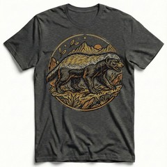 Honey Badger Fearless Wild Animal Mountain Vintage Badge t-shirt Nature Tee