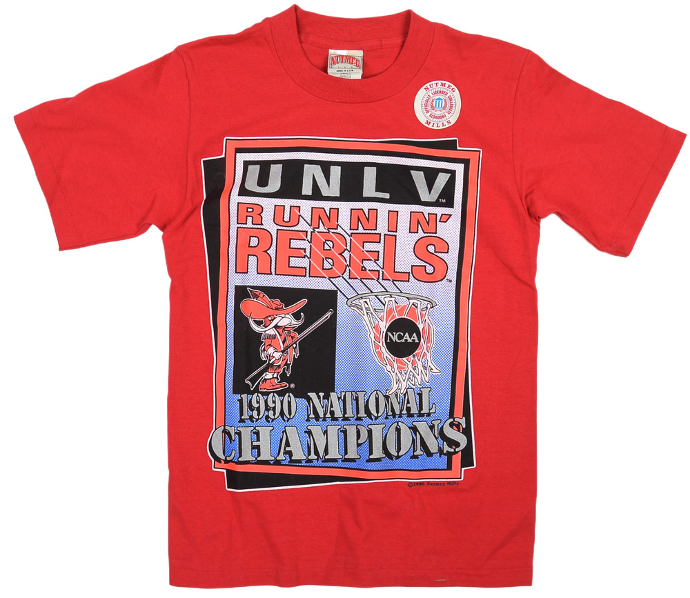 1990 UNLV National Champions Mens Vtg NWT Nutmeg Mills T Shirt Size S Red USA