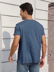Premium Men’s Cotton Henley T Shirt Breathable Slim Fit Casual Summer Top Gift