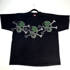 Geto Jeans Men Shirt XXXL Skull Crossbone Metallic Stud Shiny Work Party Core Go