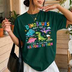 Dinosaurs Didn’t Read Shirt Funny Dinosaur Book Lover Librarian Teacher Kids Tee
