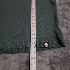 American Giant Shirt Men Large Green Waffle Knit Heavyweight Thermal Made In USA