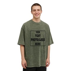 Mens Vintage Wash T Shirt Custom Front Back Print Personalized Photo Text Tee