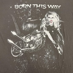 Lady Gaga Shirt Mens XL Gray Born This Way Graphic Tee Motorcycle Album Art