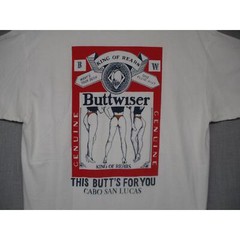 Yazbek Vintage Humorous Buttwiser Print Short Sleeve Graphic TShirt Men Size L