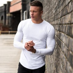 Zonbailon men’s t-shirt pure cotton breathable fashion trend slim long sleeve