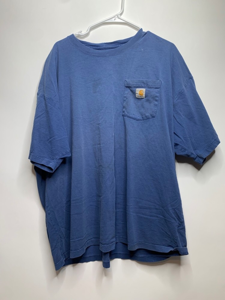 Carhartt Mens Size 2XL Blue Cotton Workwear Pocket T-Shirt K87 Stained