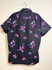 Hollister Epic Flex XL Black Floral Button Up Shirt Vacation Y2K Casual