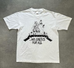 Metallica and Justice For All Thrash Metal White Unisex T-shirt Size S-5XL