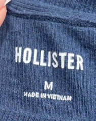 Hollister Men’s Blue Solid Knit Embroidered Teddy Bear NYC Crew T-Shirt Size M