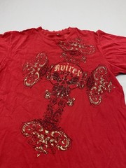 Avirex Shirt Mens XL Red Cross Graphic Tee Cotton Crew Neck Gold Foil Design