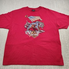 Harley Davidson Shirt Men 2XL Motorcycle Wolf Patriot Logo Biker Cotton