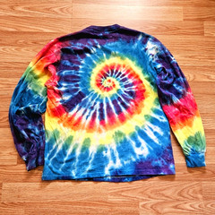 Vintage 80s 90s Spiral Tie-Dye T-Shirt Long Sleeve Size Large Single Stitch